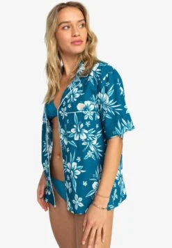 Roxy Life Button Up Mai Tai-Kurzärmliges Für - Overhemdblouse - Blue -Roxy Verkoopwinkel 07a3264d39534e81afe79e5643de89fa