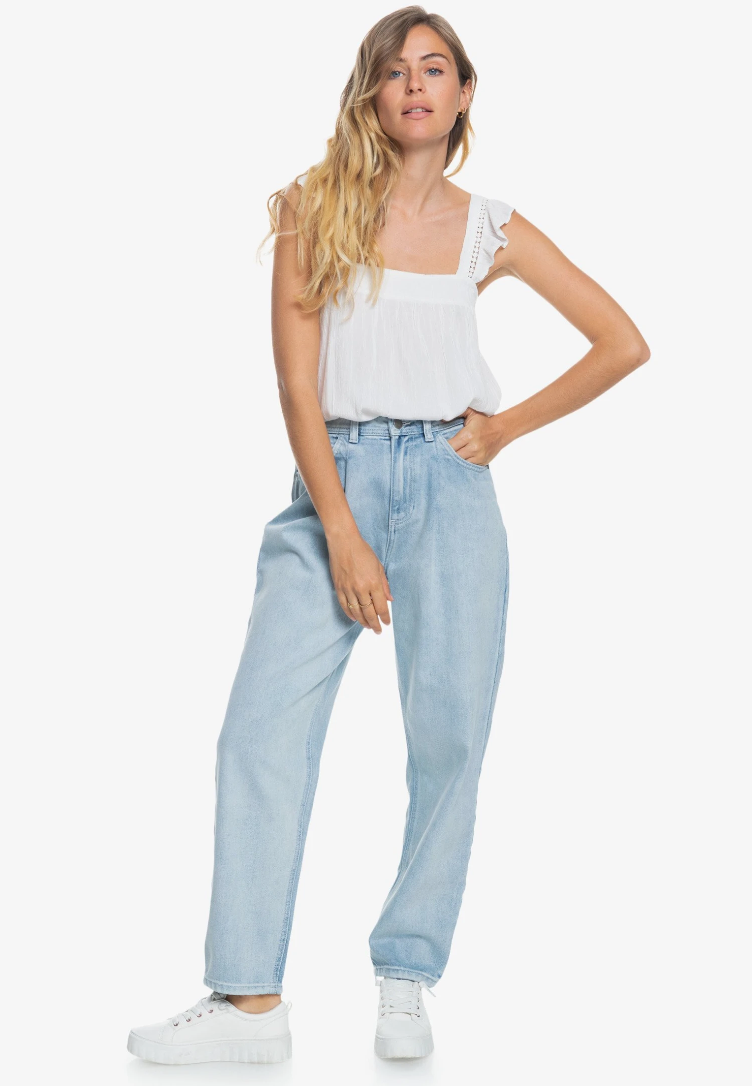 Roxy Mit Mom- Straight Leg Jeans - Bleached Blue 4 Roxy Mit Mom- Straight Leg Jeans - Bleached Blue - Afbeelding 2