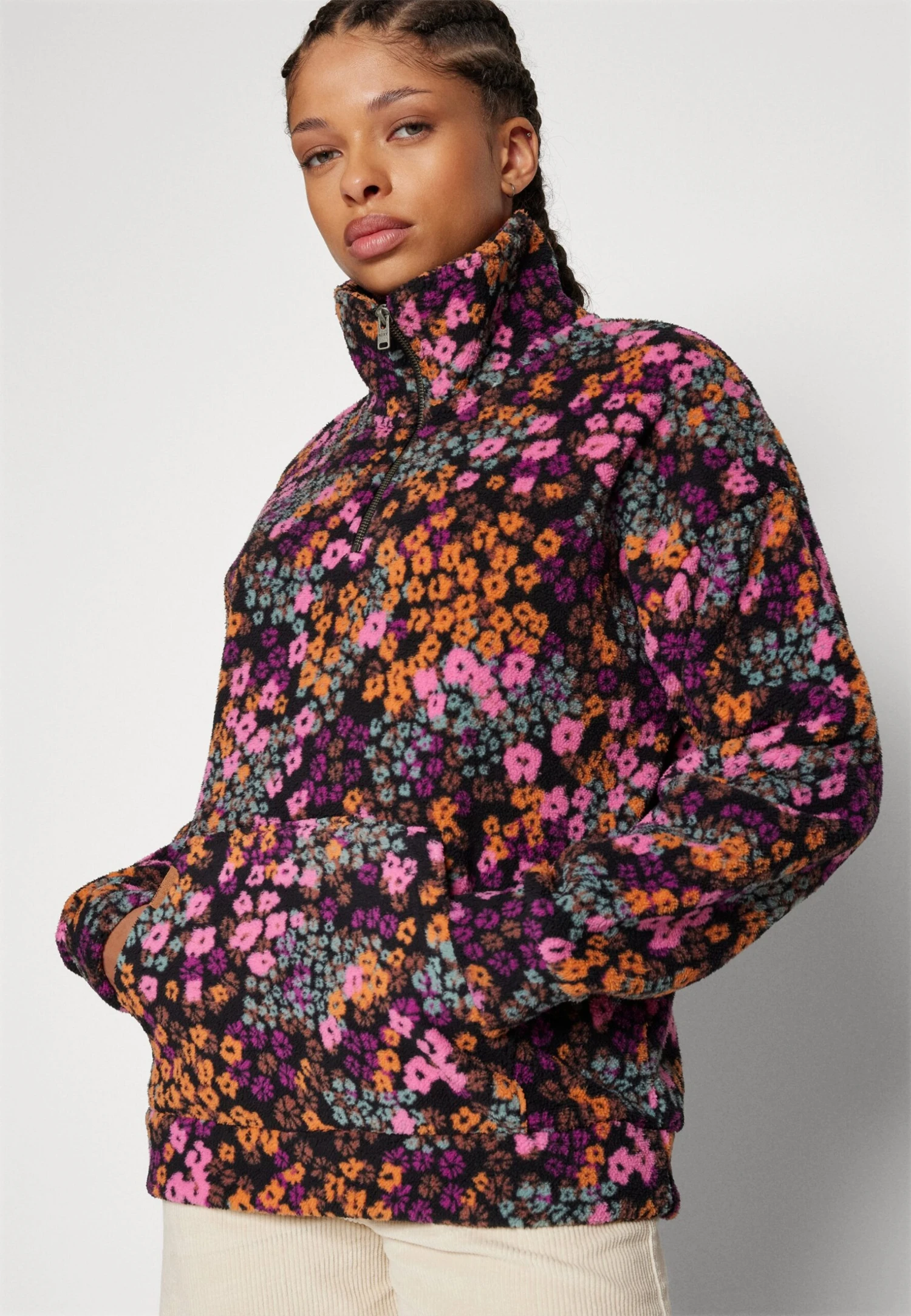 Roxy Live Out Loud- Fleece Trui - Anthracite Floral Daze 8 Roxy Live Out Loud- Fleece Trui - Anthracite Floral Daze - Afbeelding 6