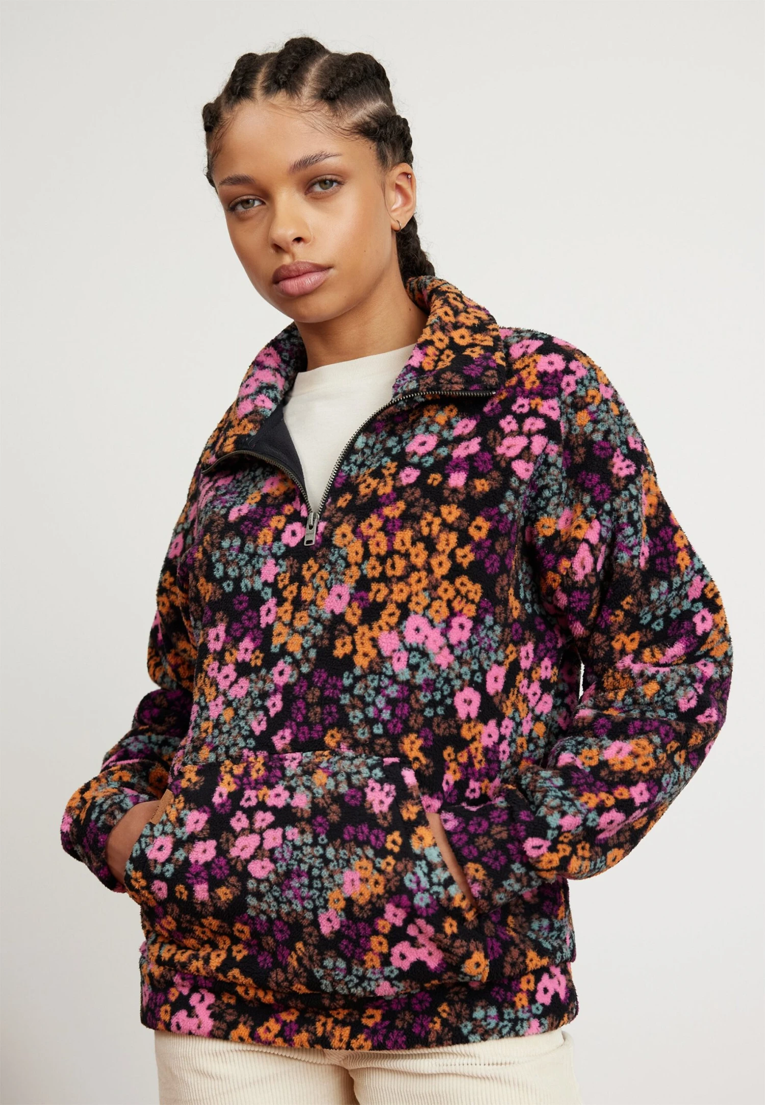 Roxy Live Out Loud- Fleece Trui - Anthracite Floral Daze 3 Roxy Live Out Loud- Fleece Trui - Anthracite Floral Daze